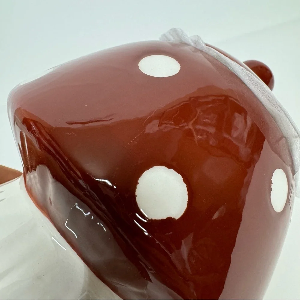 Ceramic Mushroom Canister Reddish Brown & Off White Food Safe New Nwt